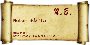 Meter Béla névjegykártya
